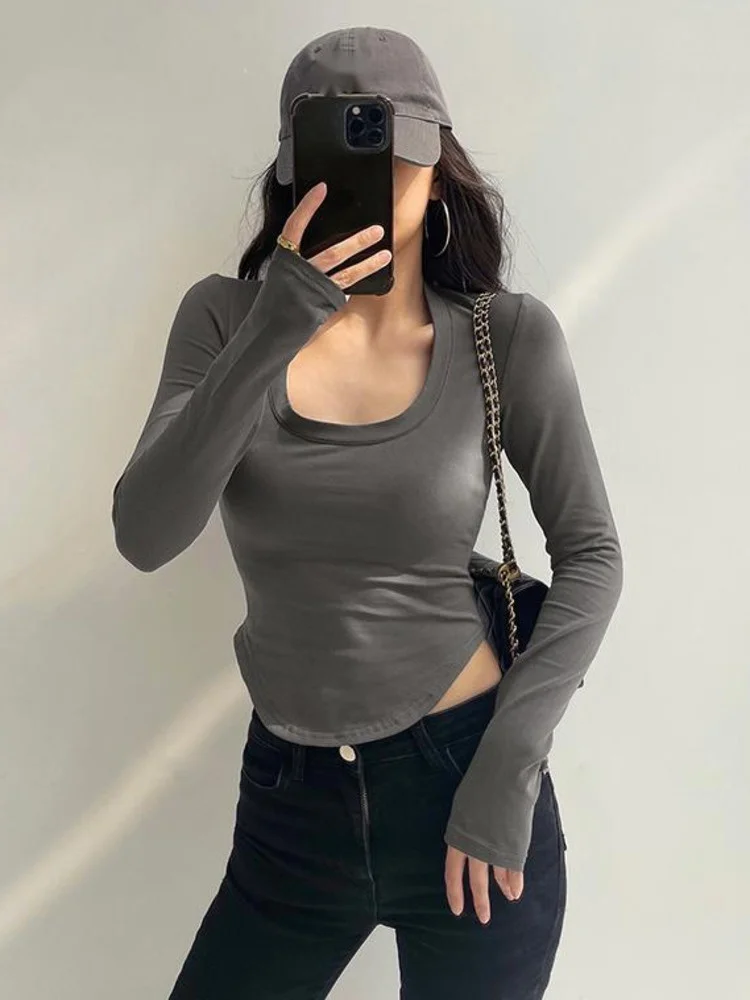 

Женская летняя футболка с круглым вырезом, длинным рукавом