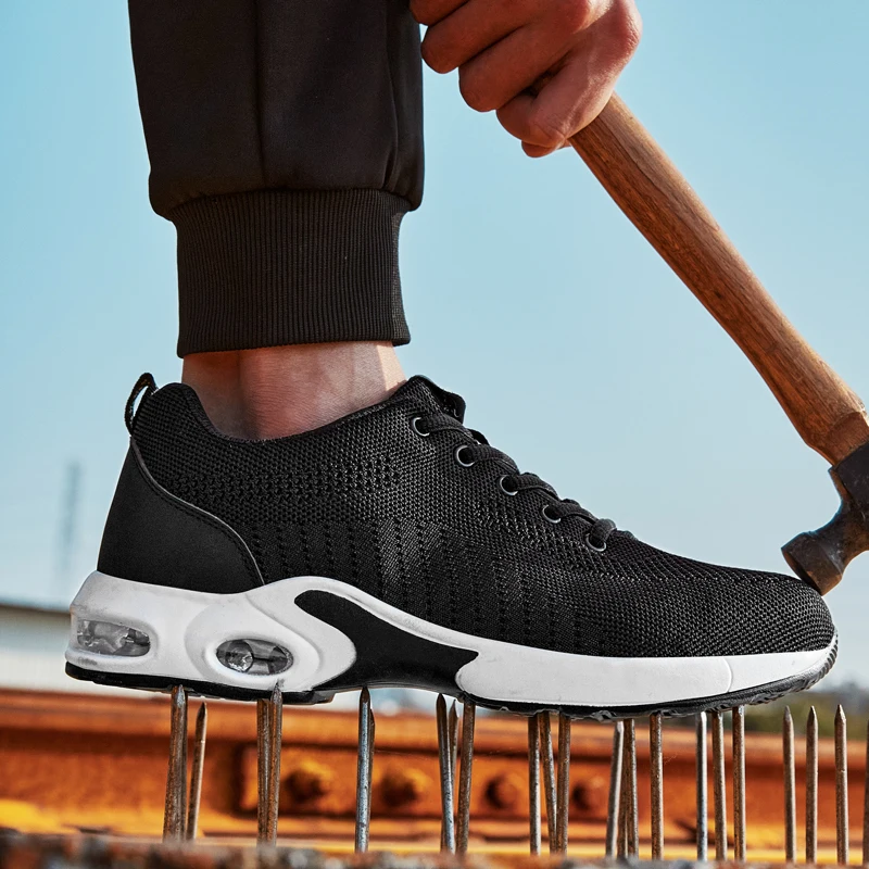 Breathable Men Women Work Safety Shoes Anti-Smashing Steel Toe Puncture Proof Construction Lightweight Sneaker Sport Hiking Shoe