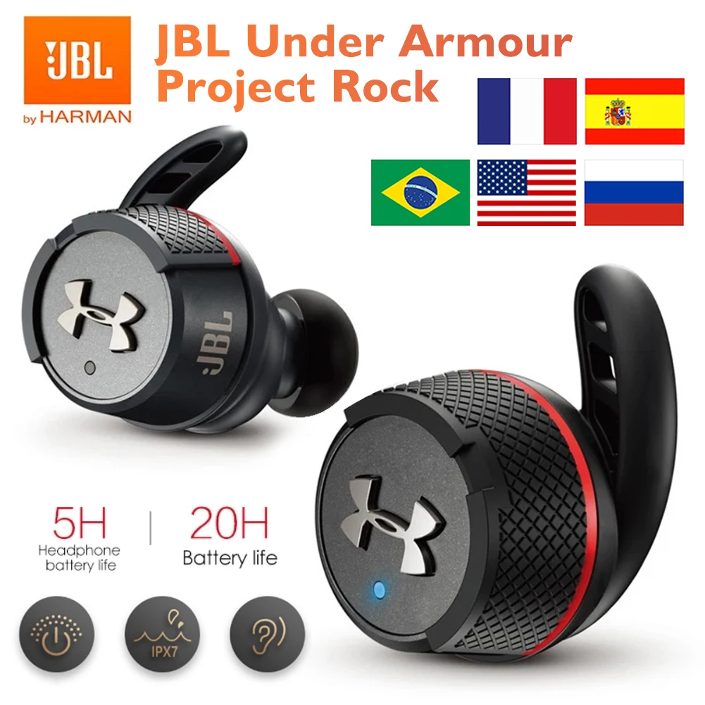 

Original JBL Under Armour Project Rock Wireless Bluetooth Headphones Flash IN-Ear Stereo Noise Cancelling Sport Earphone Earbuds