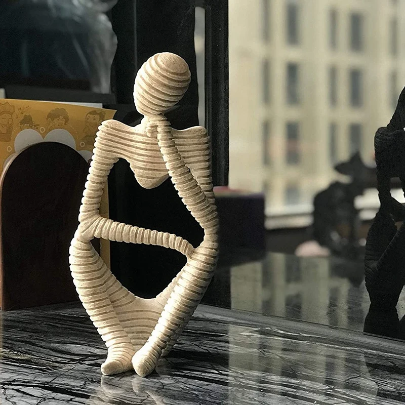 Abstract Sculpture Statue Thinker Sandstone Resin For Hotel Home Desktop Bookshelf Office Decoration 9.82 Inches