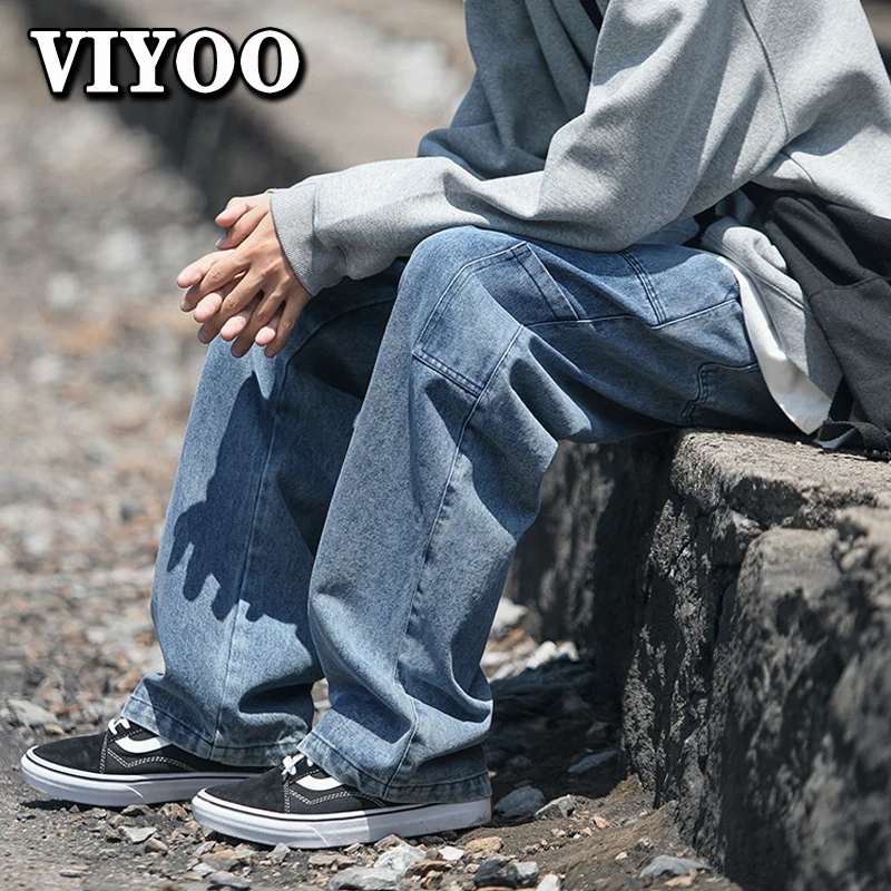 Women's Fashion Y2K Clothes White Jeans Men Wide Baggy Printed Denim Pants For Women Straight Trousers Teachwear Streetwear