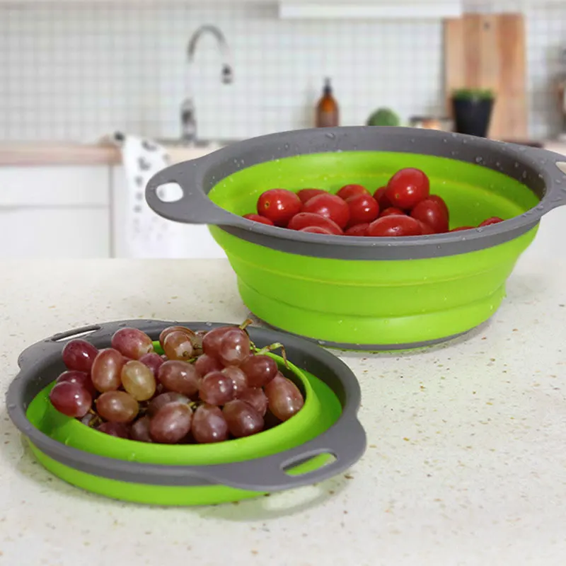 Складная Силиконовая сливная корзина для мытья фруктов и овощей складное