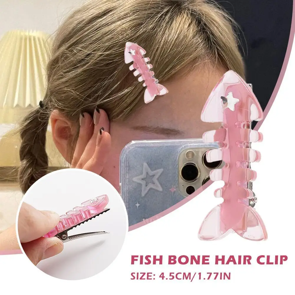

2PCS Cute Fish Bone Barrettes Sweet Women Girls Broken Hair Clip Original Fashion Fun Child Headwear Hair Accessories