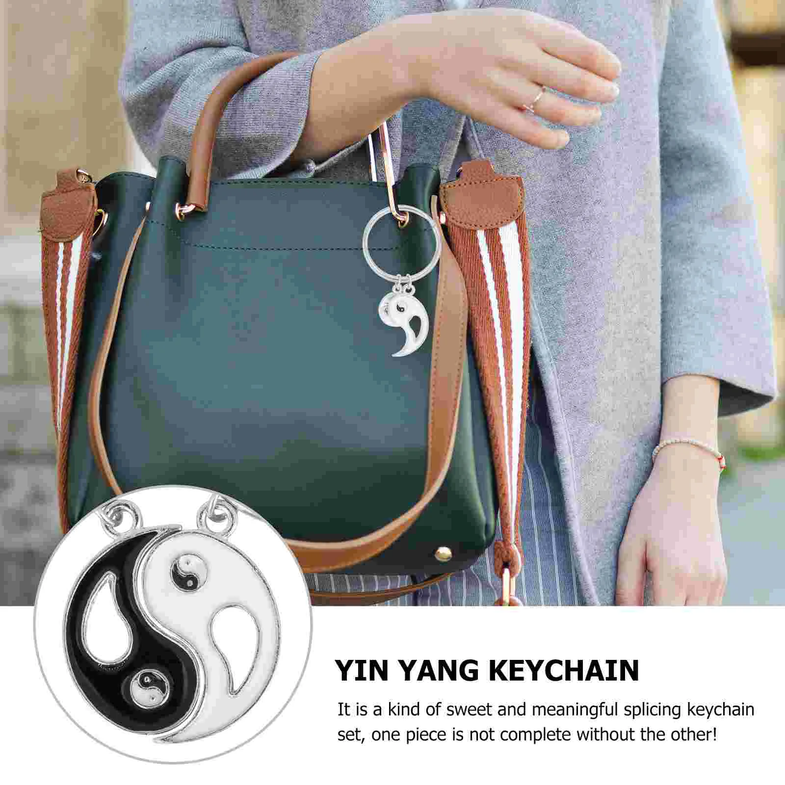 Брелок Инь и Ян пара брелоков кулон розовые брелоки металлические (нержавеющая