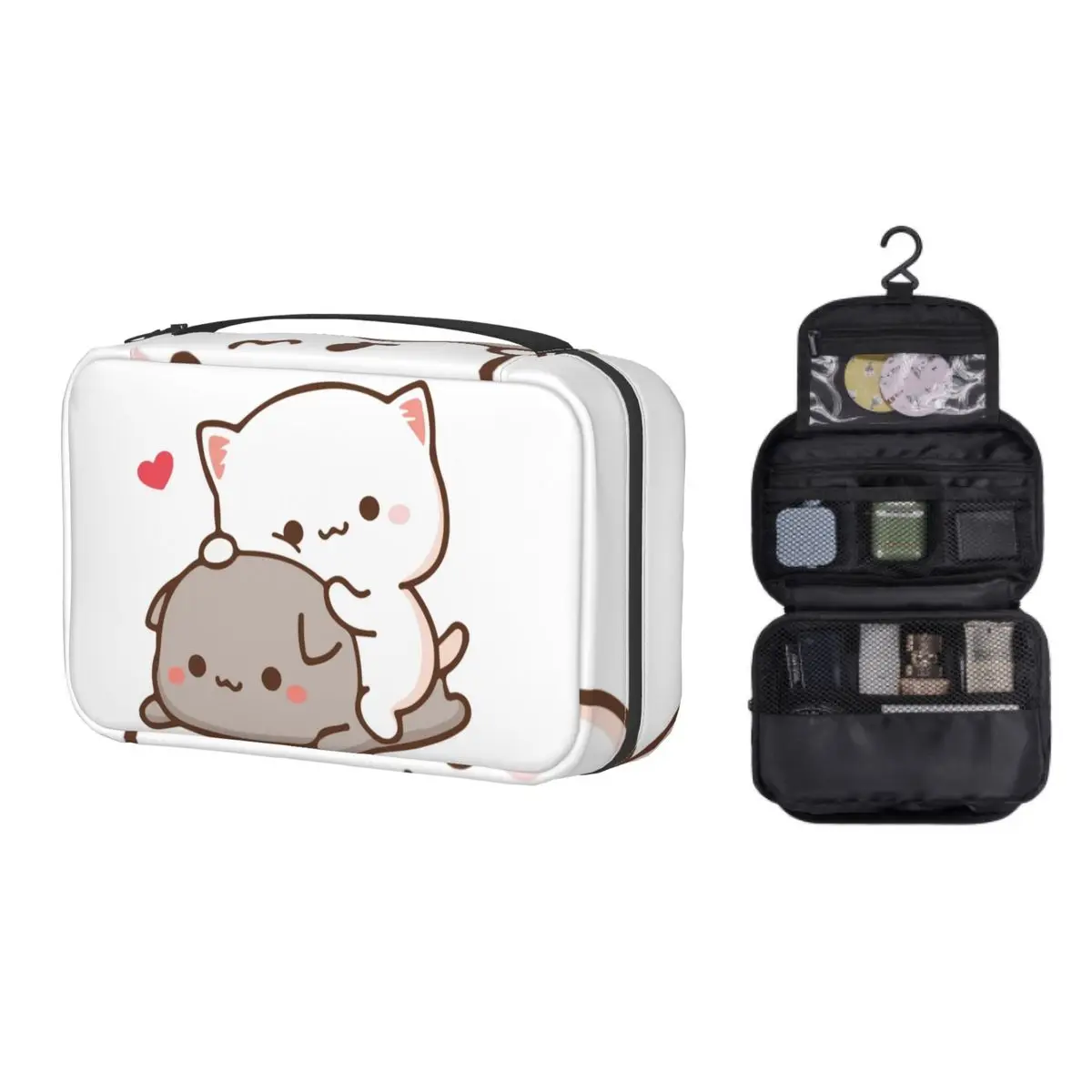 

Милая персиковая сидячая на Гоме дорожная сумка для туалетных принадлежностей Женская подвесная Милая кошка-мочи косметический Органайзе...