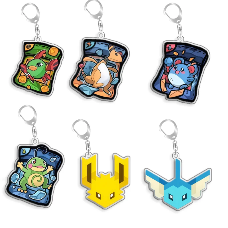 Фото Акриловый брелок-подвеска ручной работы с персонажами Pokemon: Эльф, Цикчу, Тропиус, Драгонайт, Марилл, Джолтеон, Латиос. Милый мультяшный аниме-аксессуар, подарок, 5 см. №1