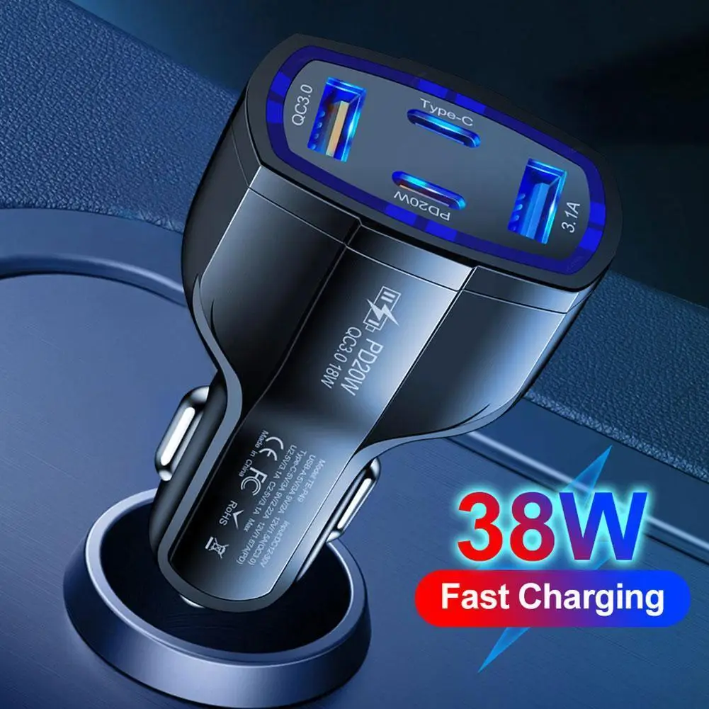 

38W 2USB+2PD Quick Charge 4-in-1 Car Cigarette Lighter Pd Four Phone Mobile Tow Charger Car One B2J5