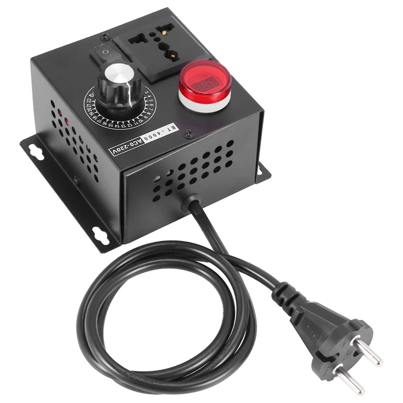 

Hot Ac220v 4000W Scr Electronic Voltage Regulator Temperature Motor Fan Speed Controller Dimmer Electric Tool Adjustable,Eu Plug
