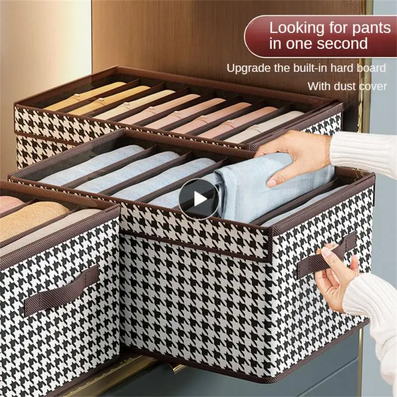 

Underwear Pants Storage Box Grid Covered Clothing Box Non-woven Fabric Separation Jeans Storage Box Clothing Storage Box 18l
