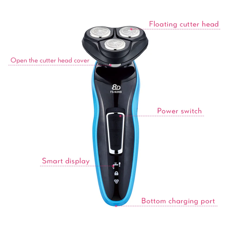 Electric Shaver Rechargeable Razor Shaving Machine LCD Cleaning for Men Wet and Dry Waterproof Washable Beard 50G | Бытовая техника