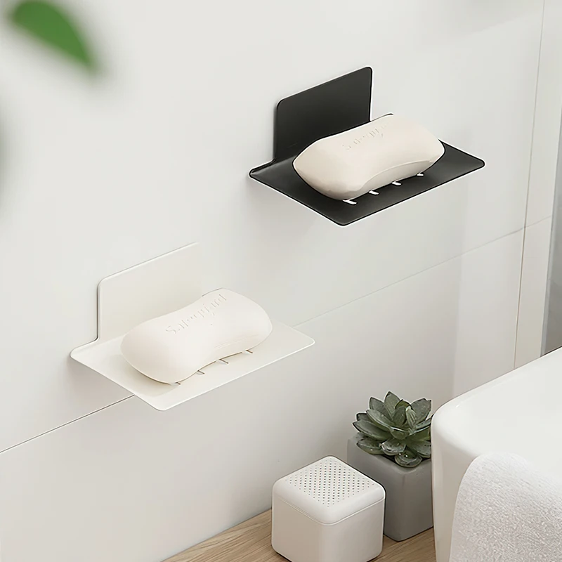 

Black Bathroom Soap Kitchen Holder Steel Sponge Mount Paste Carbon Accessories Dish Drilling Wall White Stainless No Steel 1pcs