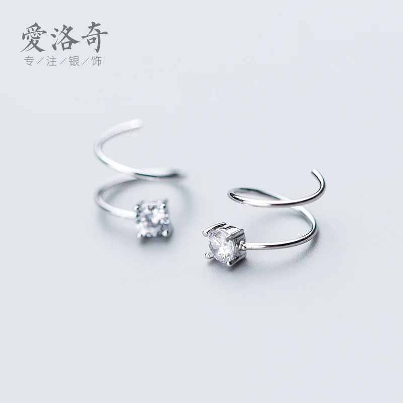 

Women's Single Diamond Spring Wave Earrings Elegant Four-Claw Sweet Earrings Ear Rings Women's Accessories