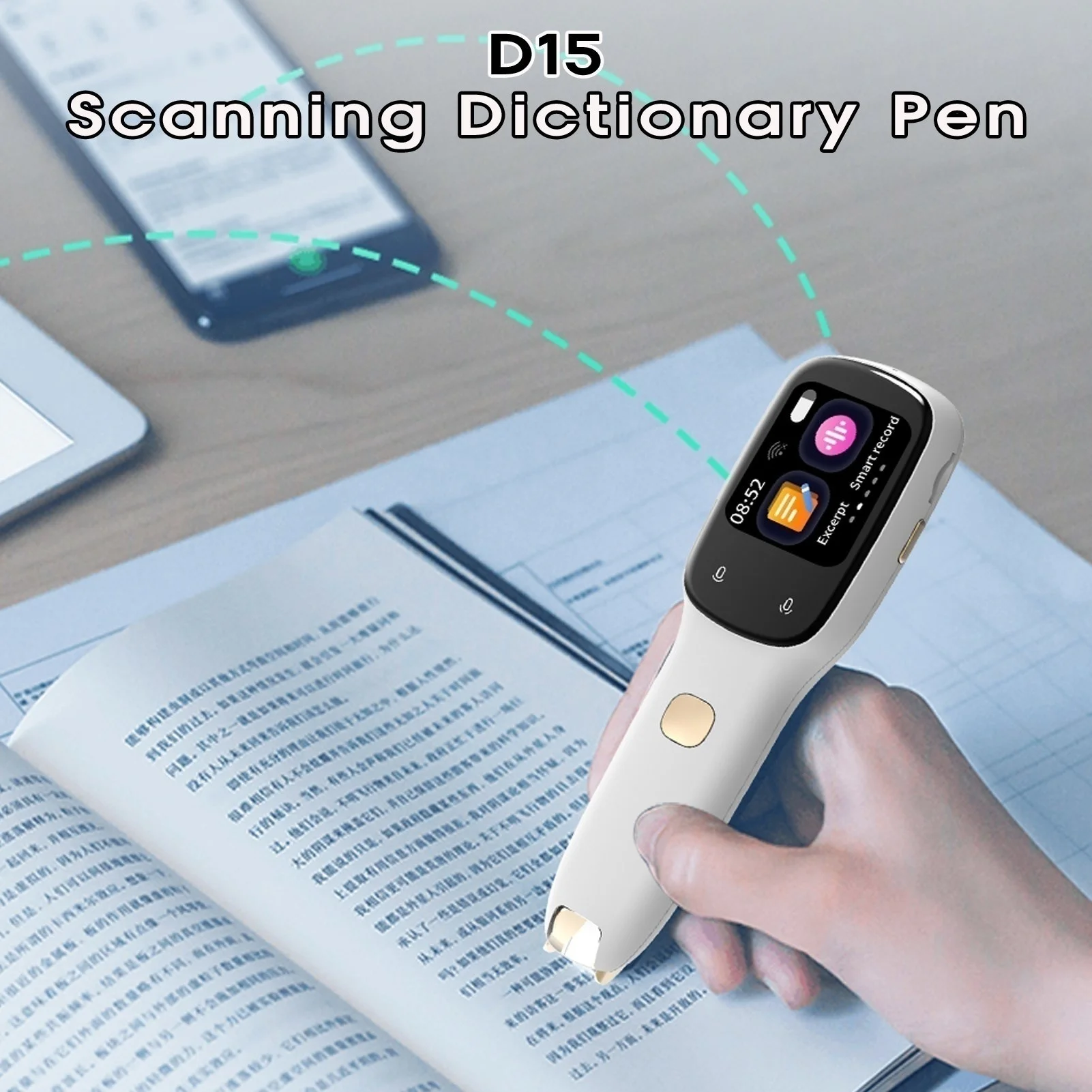 

D15 Dictionary Translation Pen Scanner Text Scanning Reading Translator Device Multilingual Scanner Recording Pen 1.65'' Screen