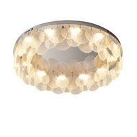 led postmodern round gold chrome crystal glass dimmable ceiling lamps lights chandeliers lamparas de techo for living room foyer