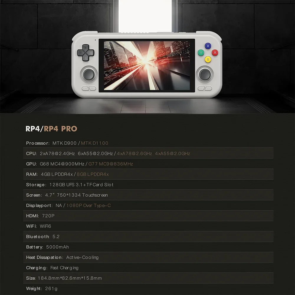 Новая портативная игровая консоль Retroid Pocket 4Pro, 4,7 дюйма ...