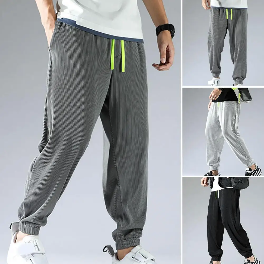 

Summer Sweatpants Patch Pockets Simple Super Breathable Ankle-banded No Constraint Jogger Pants Men Sweatpants Leisure