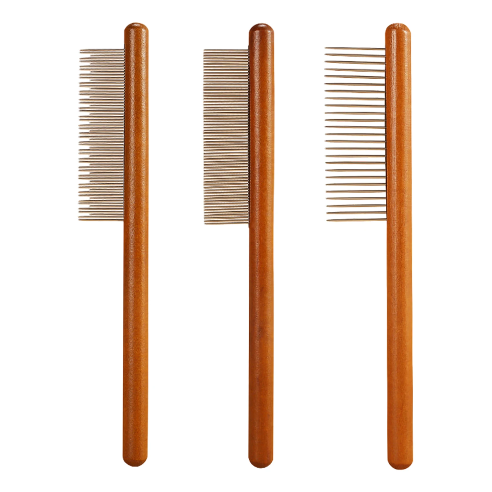 

3pcs Tearing Wooden Handle Pet Flea Comb Practical Dandruff Effective Painless Reusable Portable Grooming Rabbits For Cat Dog