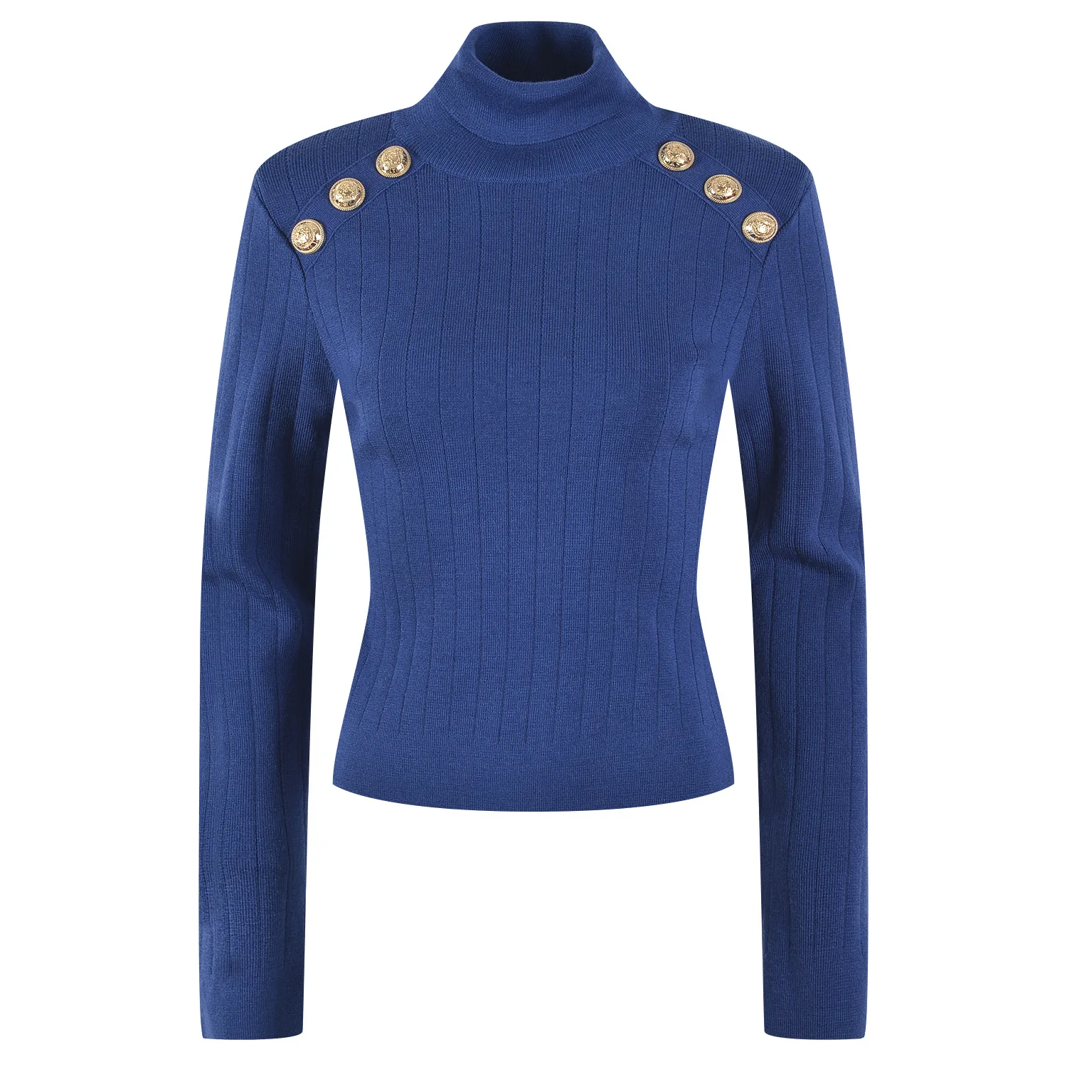 Turtleneck Sweater Pullovers Women Jumper Golden Buttons Knitwear Vintage Ribbed Jersey 2022 New Autumn Winter Fashion Korean in