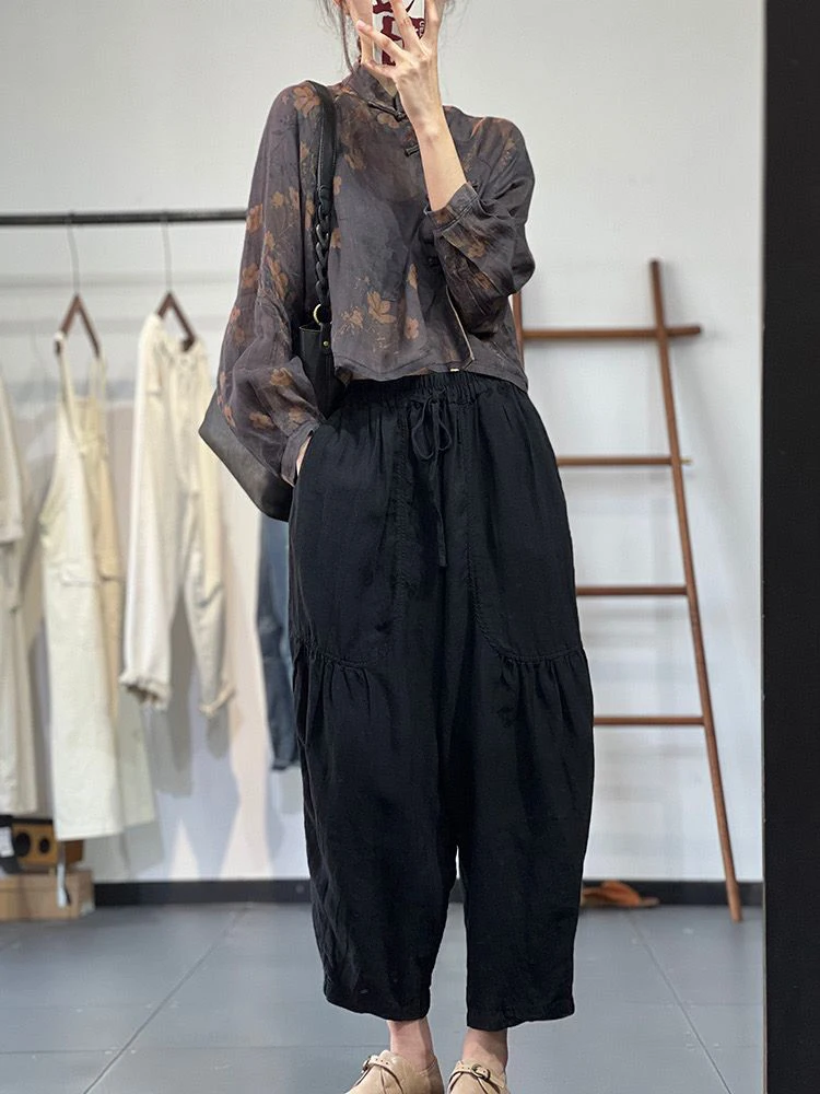 Новые китайские льняные рубашки с диагональной пряжкой женские весенние 202