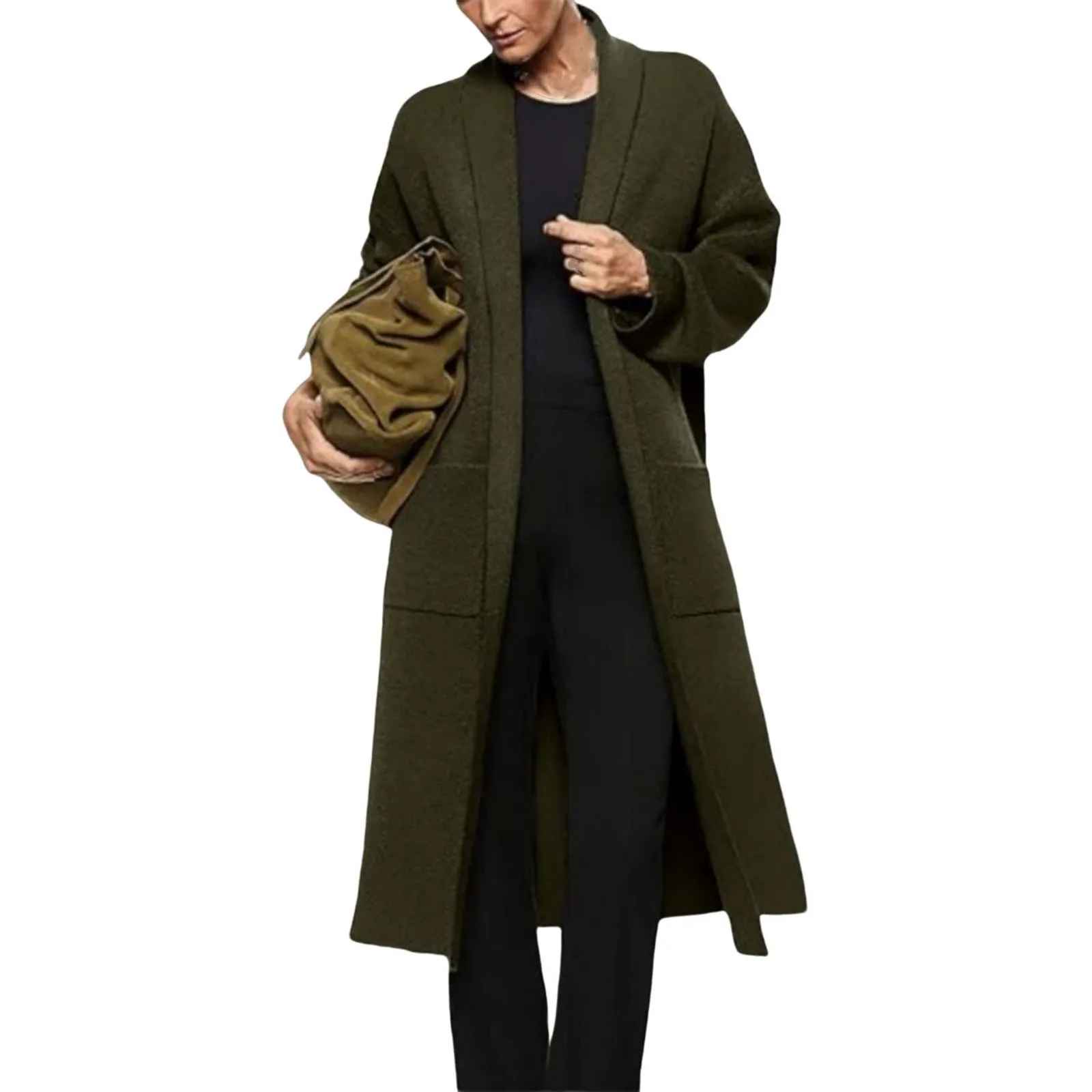 Женский однотонный Повседневный длинный кардиган с длинными рукавами на осень и