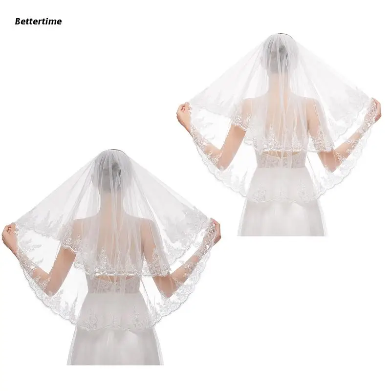 

B36D 2 Tier Bridal Tulle with Comb for Bachelorette Party Hen Party Tulle Wedding Veils Simple Short Wedding Veils 2-Tier