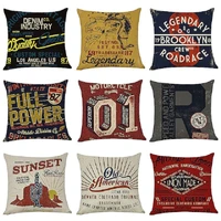 cute cock linen pillow case for sofa vintage english letters decorative pillowcases living room bed pillow covers aesthetics