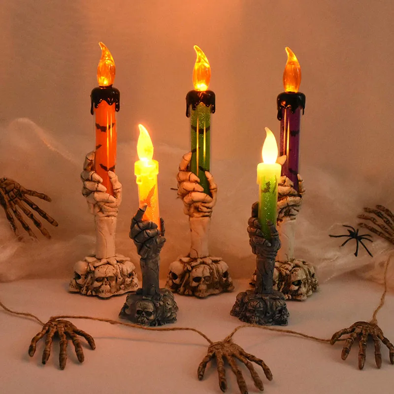 

Z30 Halloween Led Candle Light Skeleton Ghost Hand Smoke-free Light Horror Props Halloween Party Decorate Supplies Kids Toy Gift
