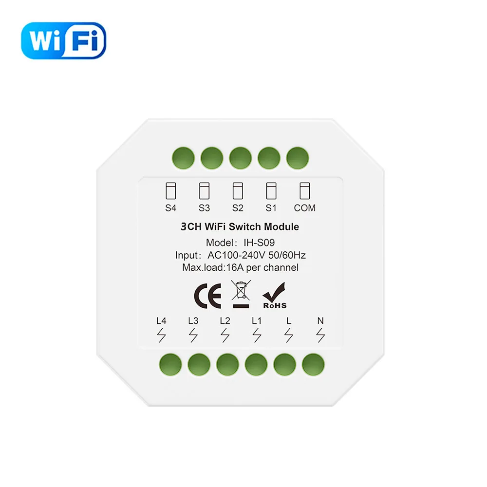 Умный Wi-Fi релейный модуль 16А Tuya для домашней автоматизации, беспроводной таймер, выключатель питания, управление через приложение, интеллектуальный. (art.: 3920dcd799796) - 3920dcd799796