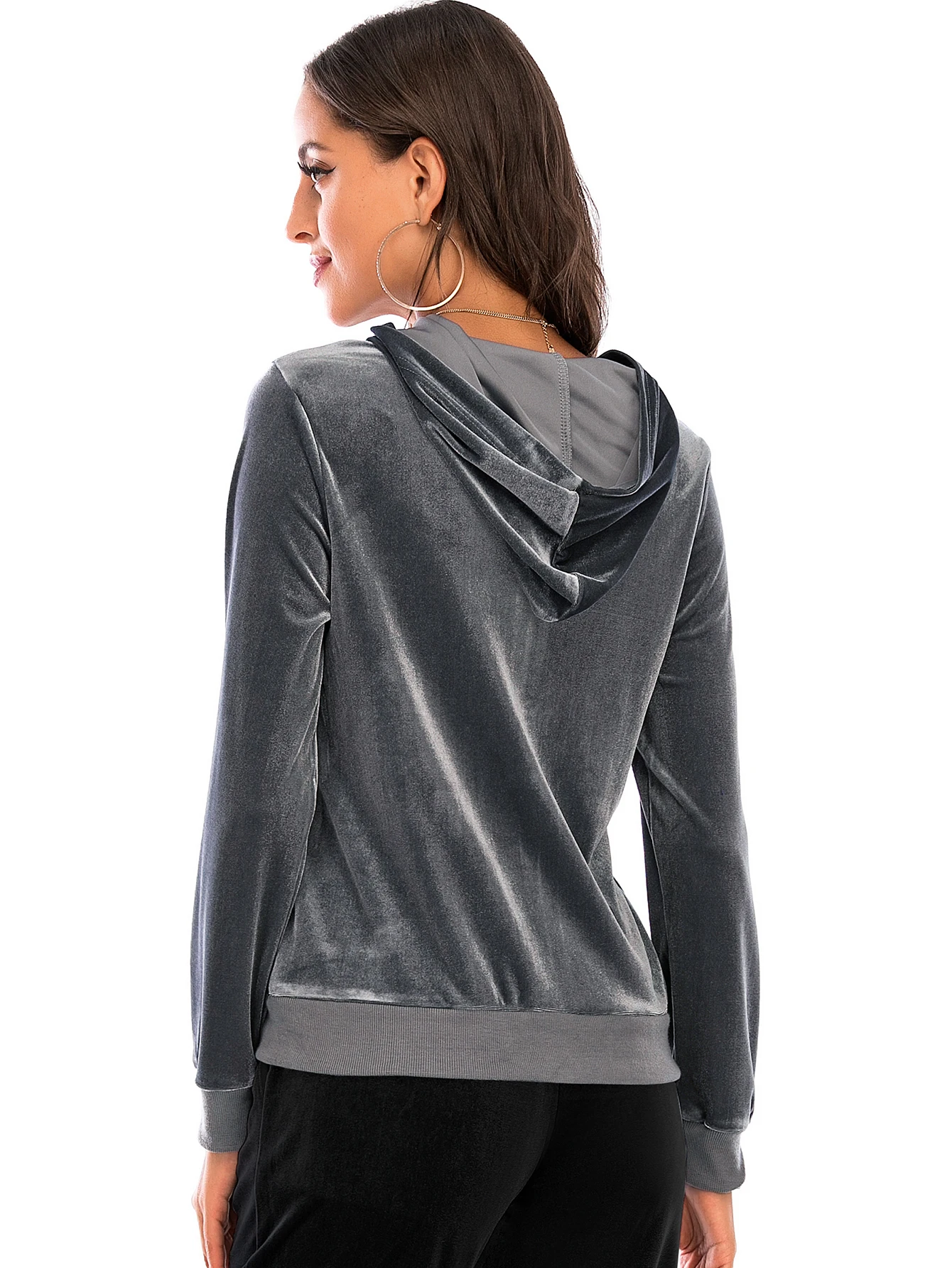 Aamikast женская толстовка однотонная с капюшоном на молнии оверсайз повседневный