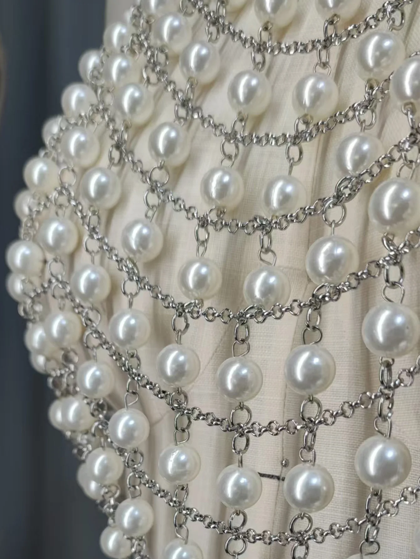 OFU Искусственный жемчуг бисер металлическая цепочка для тела полая майка с