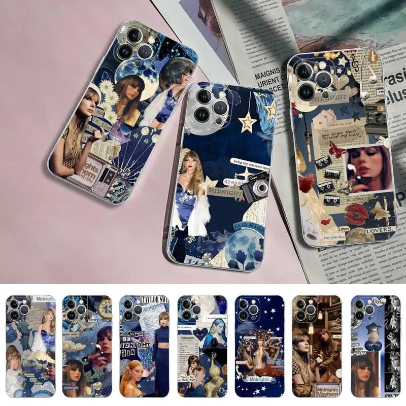 

T-Taylors S-Swifts Midnights Phone Case Silicone Soft for iphone 14 13 12 11 Pro Mini XS MAX 8 7 6 Plus X XS XR Cover