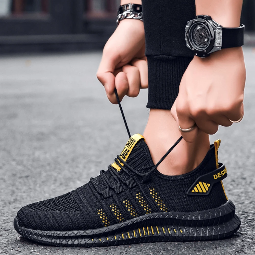 New Men Sneakers Fashion Mesh Casual Shoes Lac-up Breathable Lightweight Walking Sneakers Men Shoes Plus Size Summer Tenis Shoes
