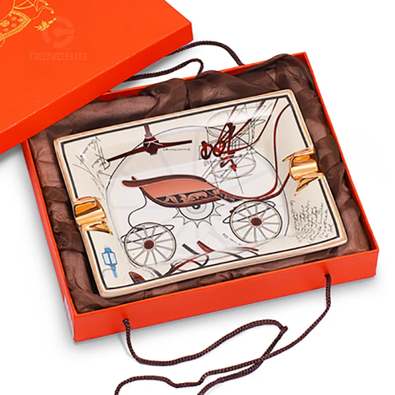 Сигарная пепельница 2 сигары держатель Керамика ретро поднос с узором дизайн для