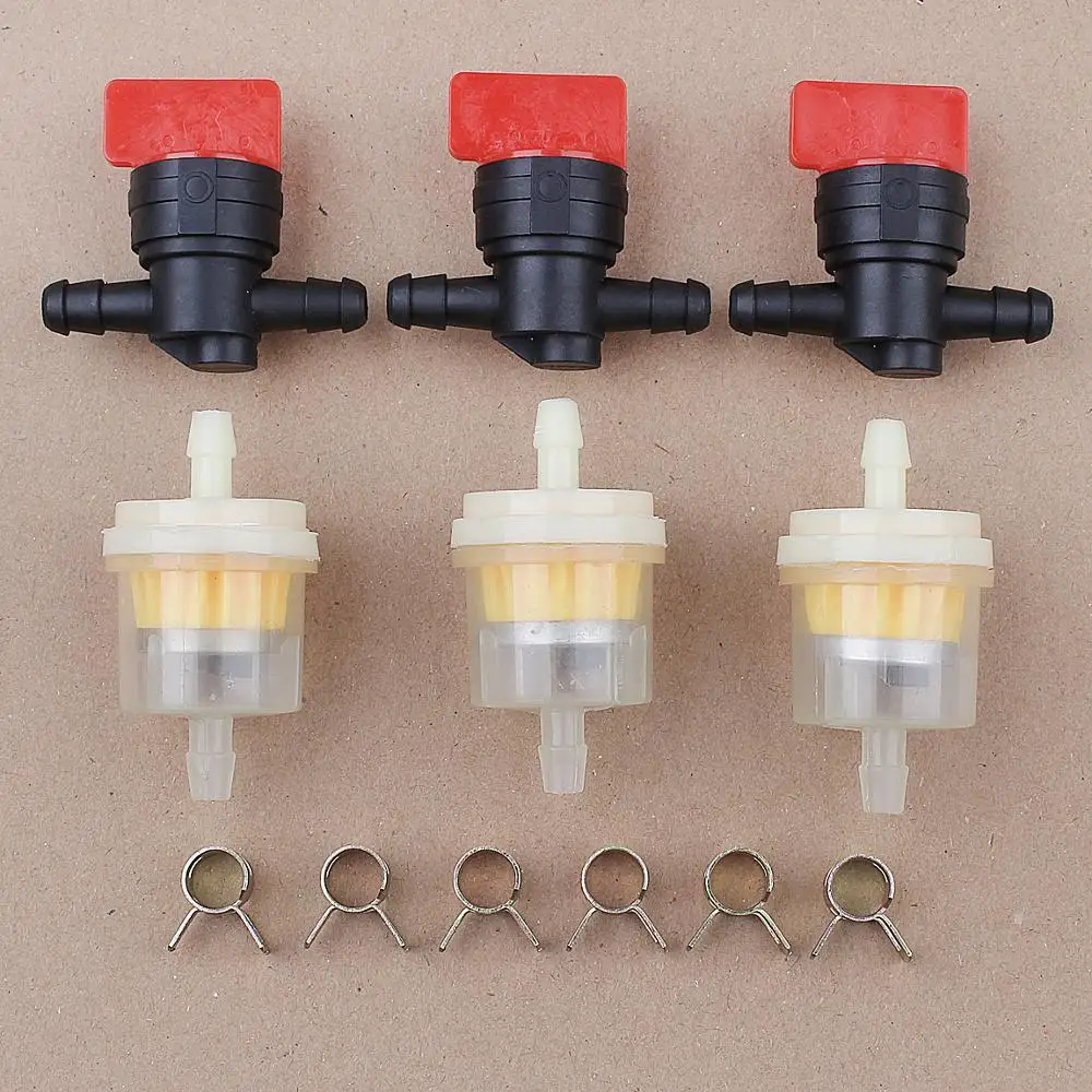 3 комплекта 1/4 дюйма в строке фильтр топливного газа Off клапанные ЗАЖИМЫ ДЛЯ Briggs &amp