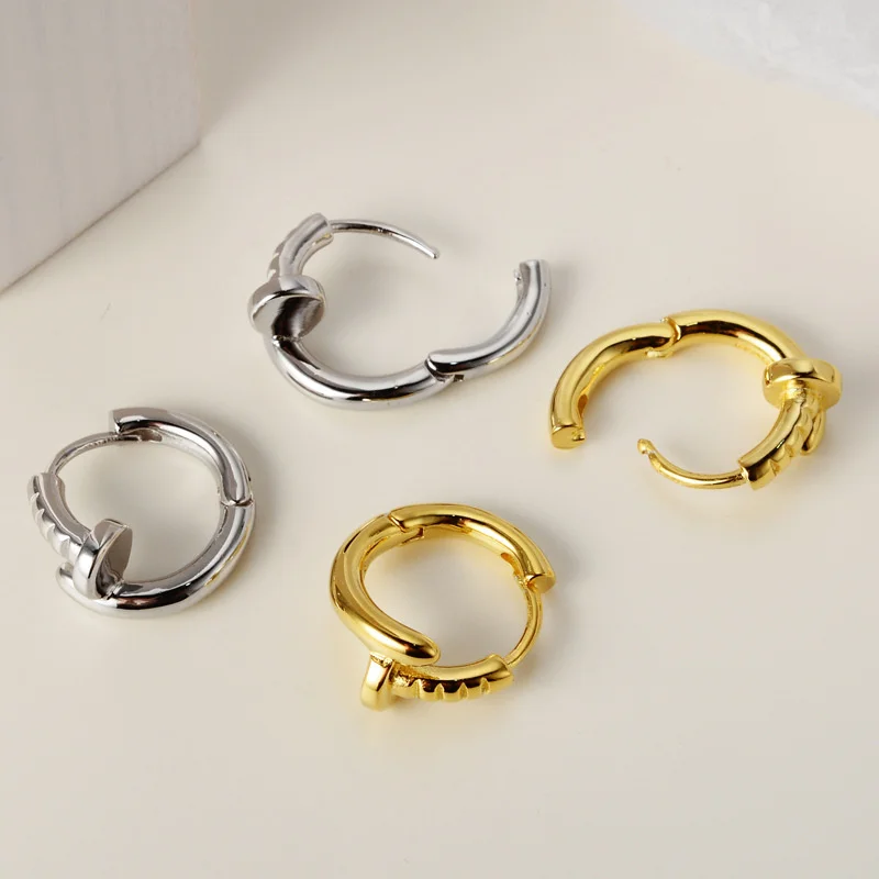 

genuine Luxury brand real jewels E6017 Korean version S925 Sterling Silver buckle female ins personality versatile fashion nail