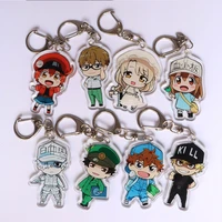 anime working cells figure pendant acrylic keychain cartoon red blood cell backpack accessories friend gift