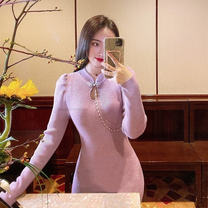 Улучшенное китайское осенне-зимнее сексуальное платье Cheongsam улучшенное женское