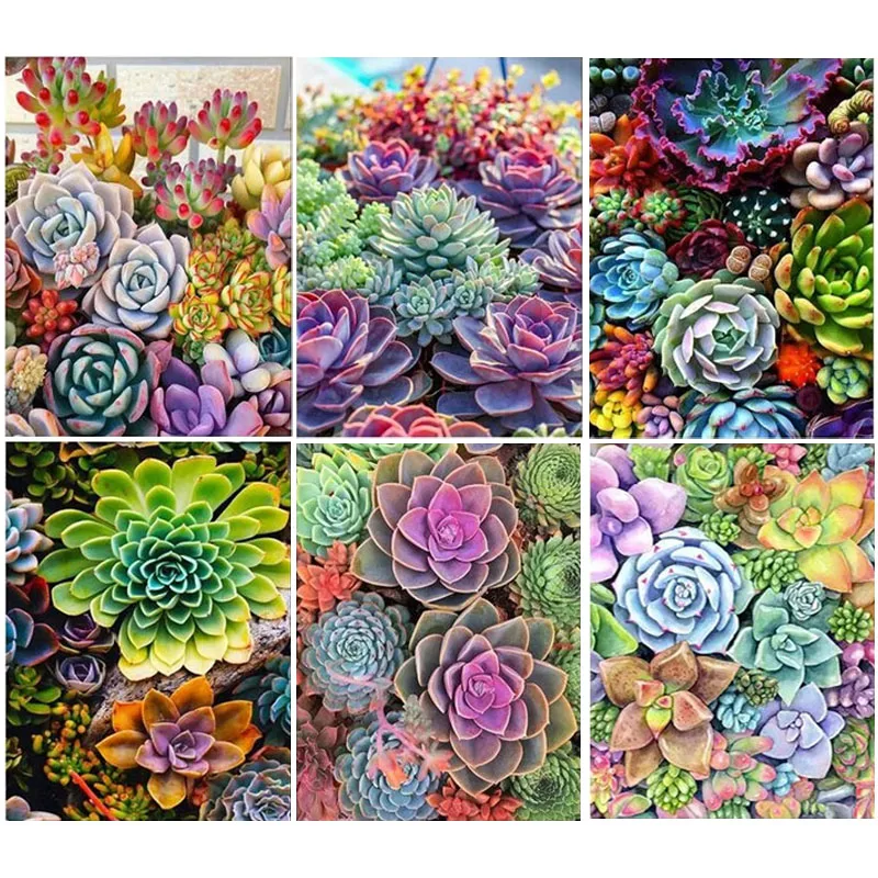 

Набор для вышивки крестиком «сделай сам», Алмазная мозаика с зелеными растениями-суккулентами, для спальни, гостиной, украшение для дома