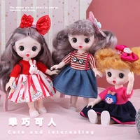 16 cm bjd doll 13 movable joints cute face shape big eyeball and fashion clothes suit with shoes doll diy toy gift for kids