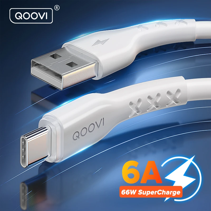 Кабель QOOVI 6A USB Type-C 66 Вт для быстрой зарядки телефонов Huawei P40 Mate 30 Honor |