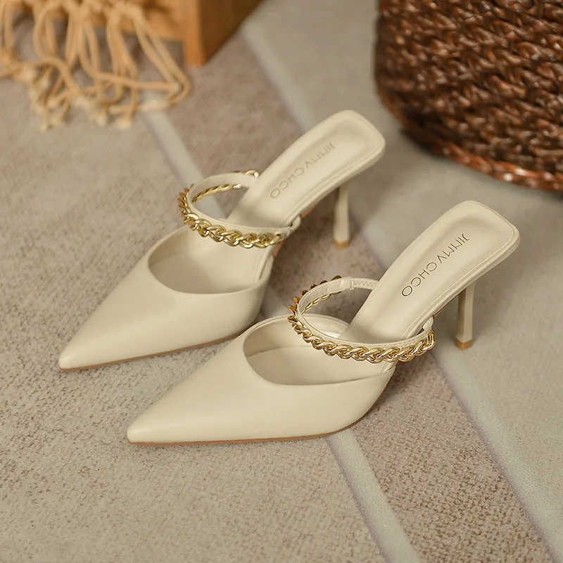 

2022 New Summer Women Sandals Sexy Female Shallow Thin High Heels Shoes Ladies Party Pointed Toe Ankle Straps Concise Footwear