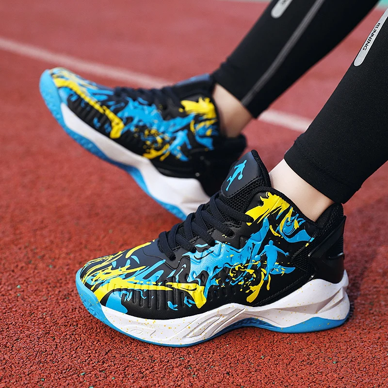 2023 Fashion Kids Basketball Shoes Boys High Top Designer Sneakers Children's Training Shoes Non-Slip Damping Basket Sneaker Boy