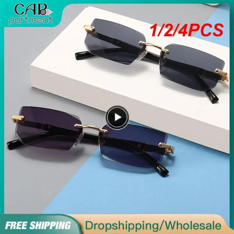 

1/2/4PCS Gradient Rimless Frame Candy Color UV400 Shades Sun Glasses Oversized Square Sunglasses Travel Eyewear