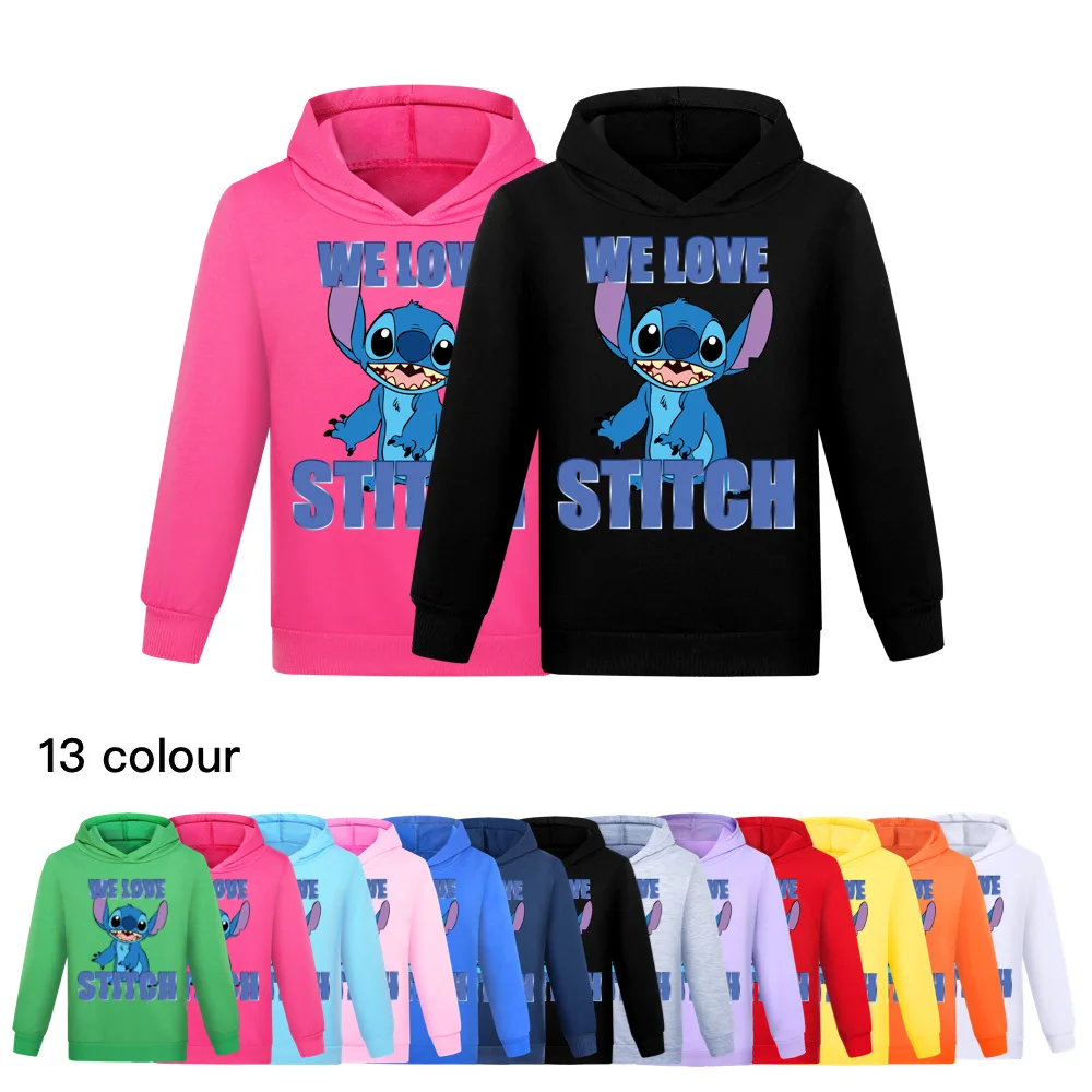 

Disney Stitch Kids Clothes Girls 2 To 16 Teenage Children's Wear Hooded Top Sweatershirt Graphic T Shirts Boy Kawaii Clothing