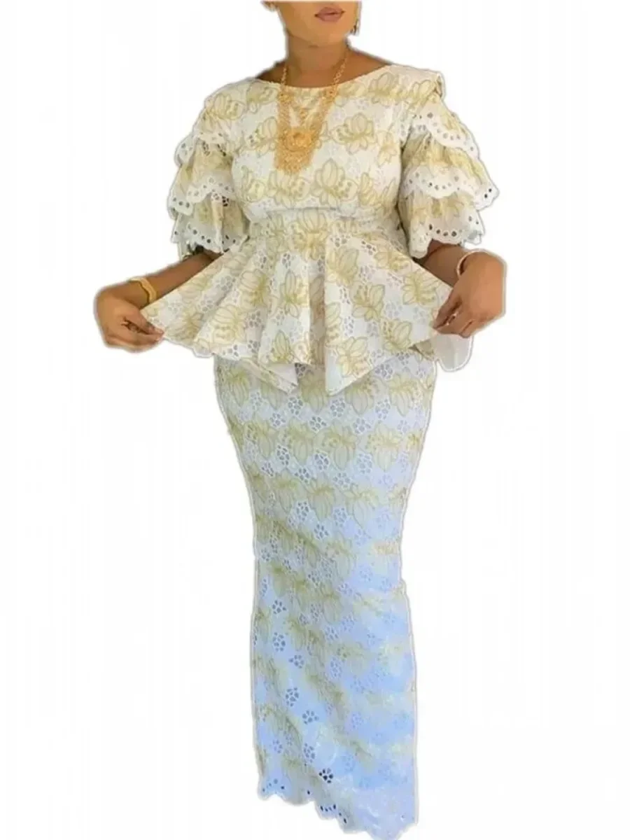 Африканские платья для женщин облегающее кружевное платье макси элегантные