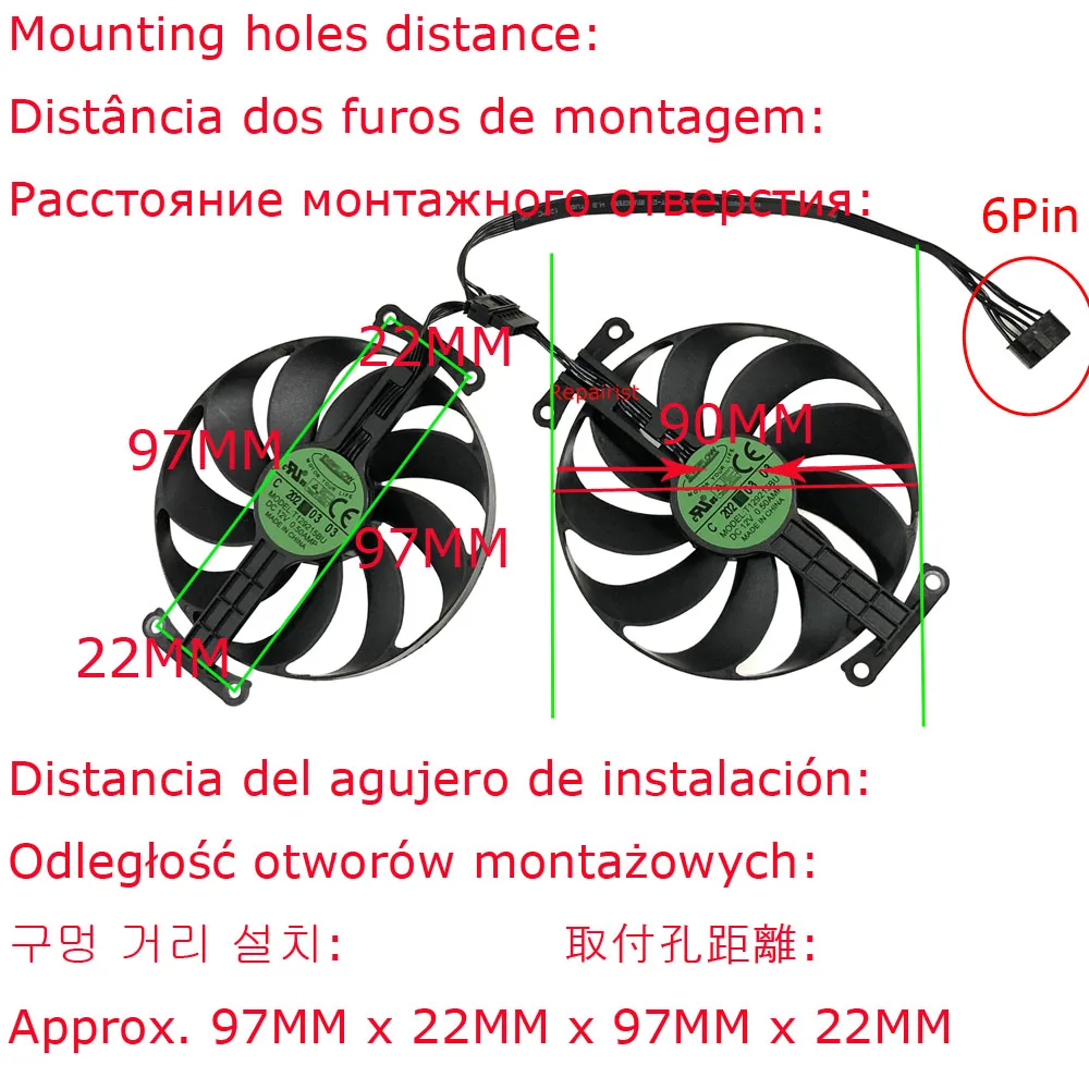 2 шт./комплект вентилятор графической карты T129215BU для ASUS CMP 40HX 8G CMP30HX-6G охлаждение