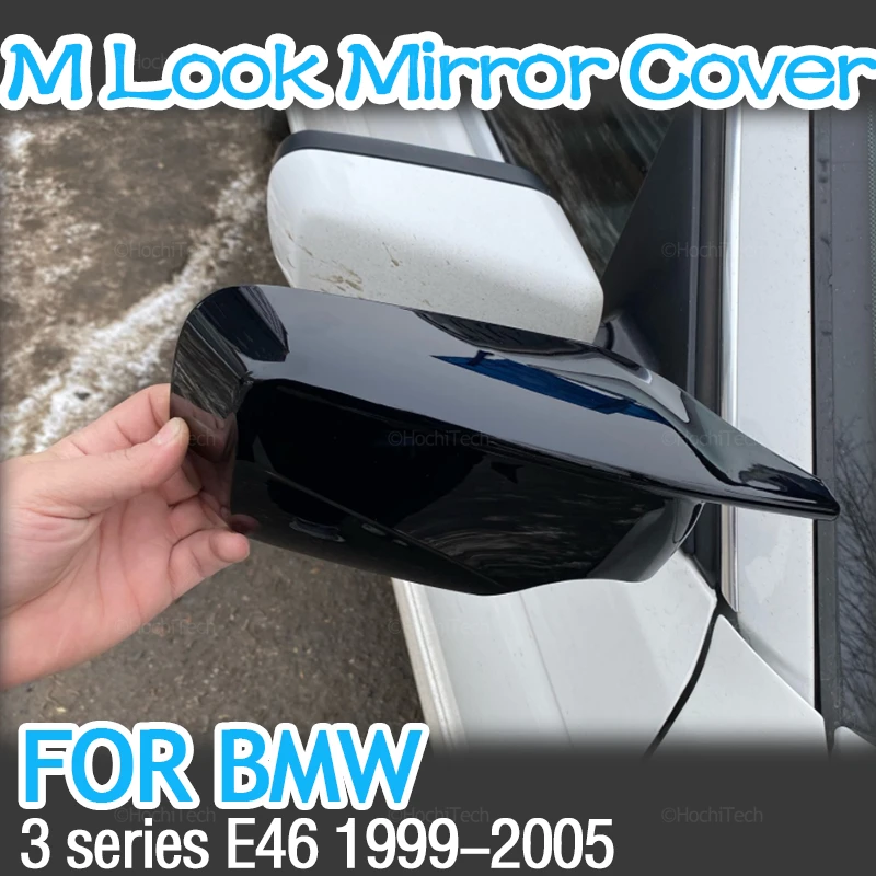 2pcs Carbon Fiber Pattern Black Side Mirror cover Caps for BMW E46 318i 318d 320d 320i 323i 325i 328i 330d 330i 330xi 1998-2005