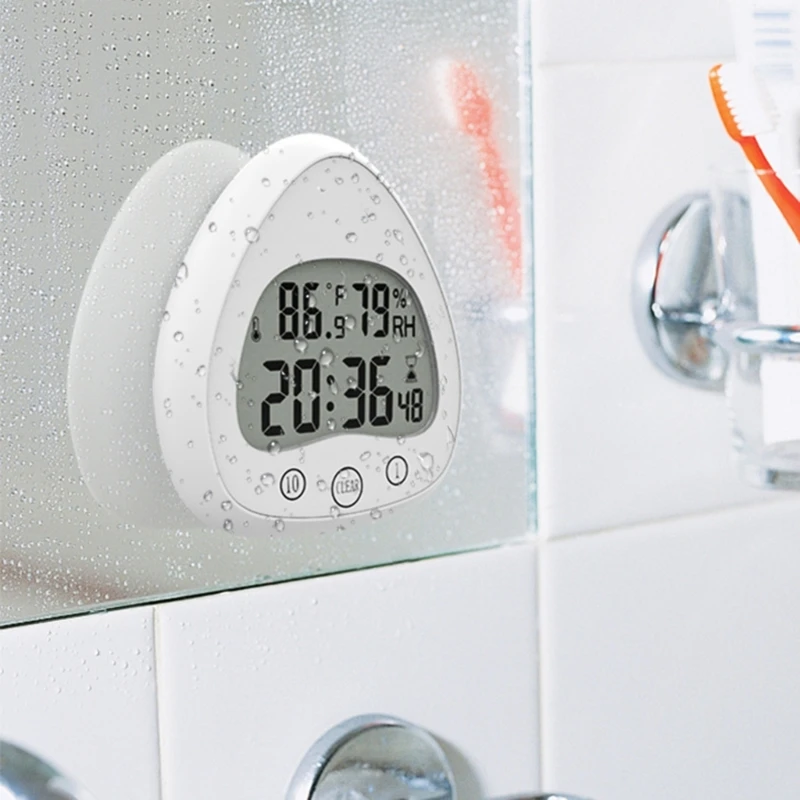 Timer With Alarm Waterproof For Shower Temperature Humidity Suction Cup Kxre