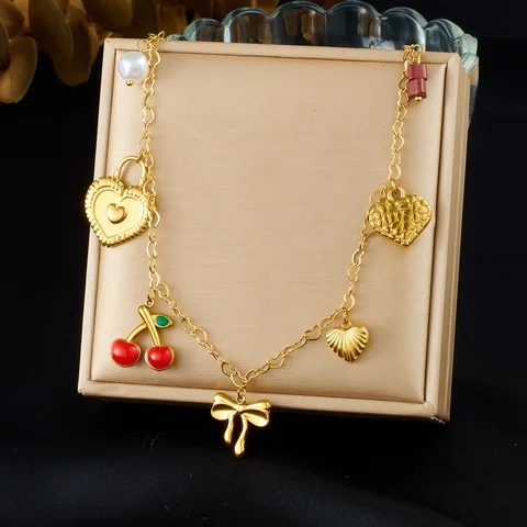 DIEYURO золотое сердце кулон с бантом