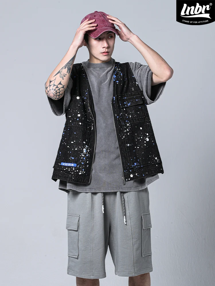Жилет Lnbr Bear мужской джинсовый свободная верхняя одежда без рукавов
